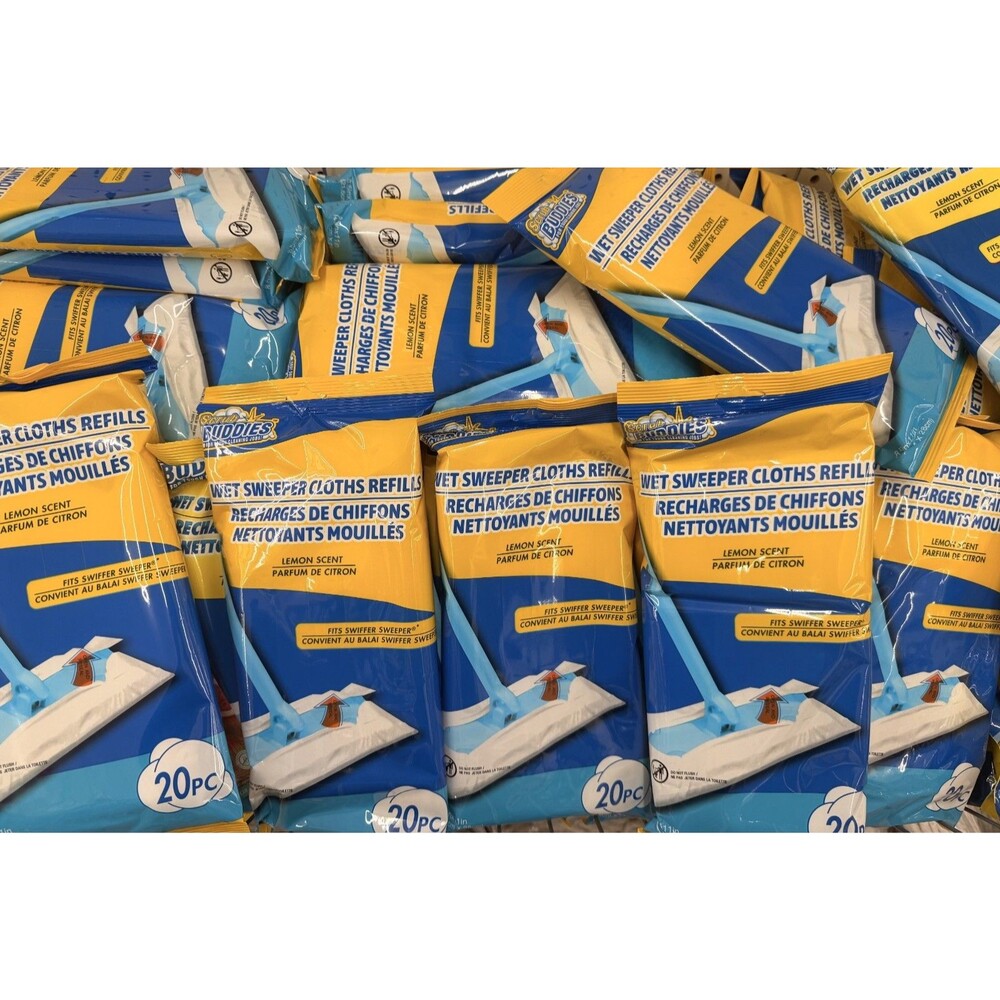 Scrub Buddies Wet Sweeper Refill Cloths, 20-Pack, 8" x 11.5" (LOT OF 20)